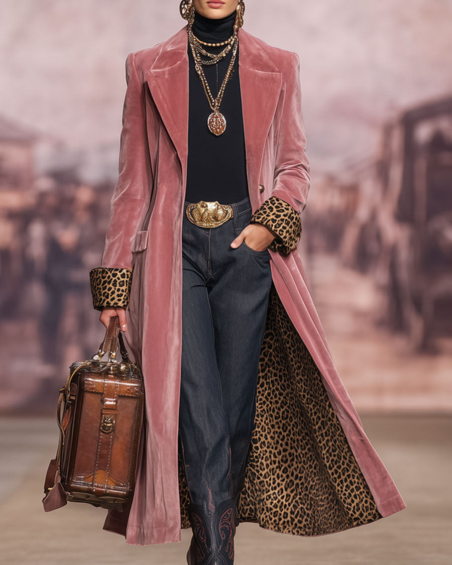 Maculata | Cappotto lungo sartoriale con fodera leopardata