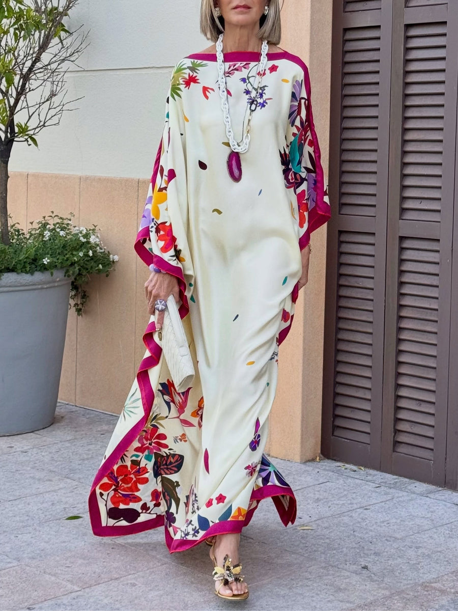 Robe Maxi Larga Elegante in Satin Stampato
