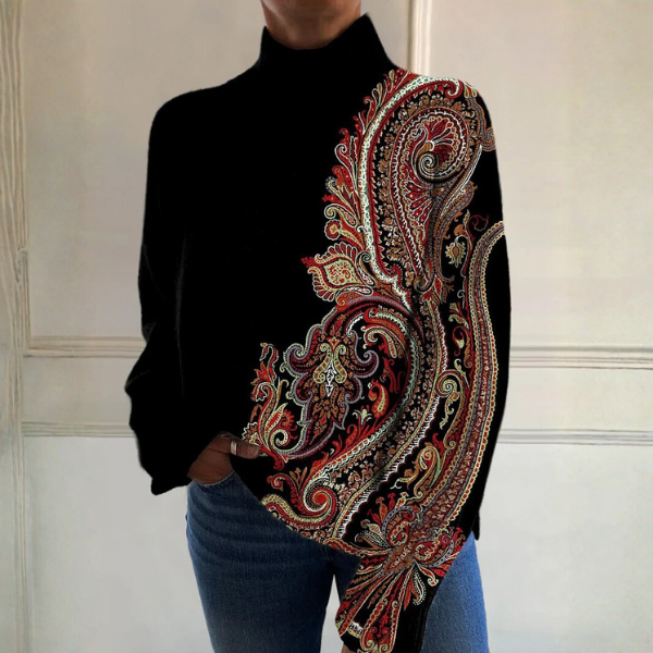 Georgina | Top Collo Alto con Stampa Decorativa