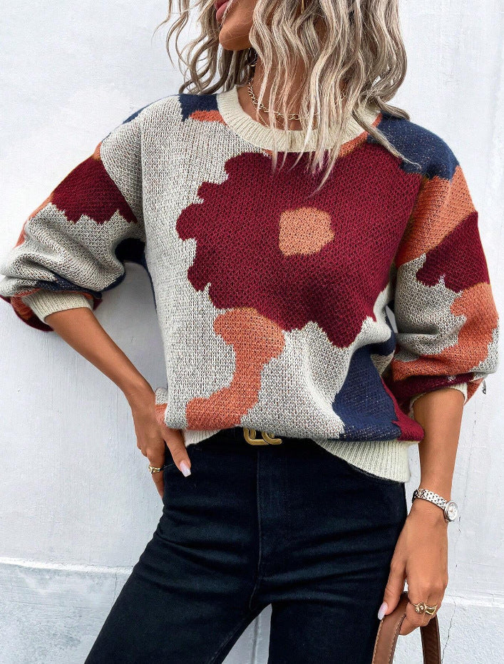 Camila | Maglione in Maglia con Fiori Artistici