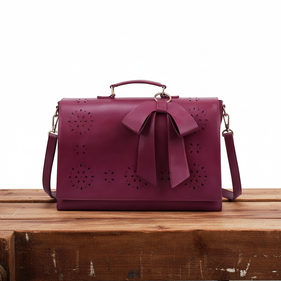 Traforo | Borsa a spalla con fiori traforati e fiocco