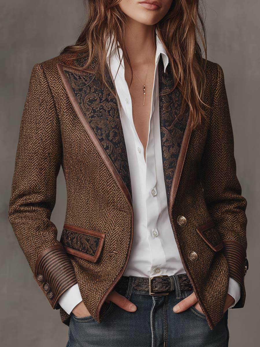 Blazer da Donna a Pannelli con Stampa Spigato