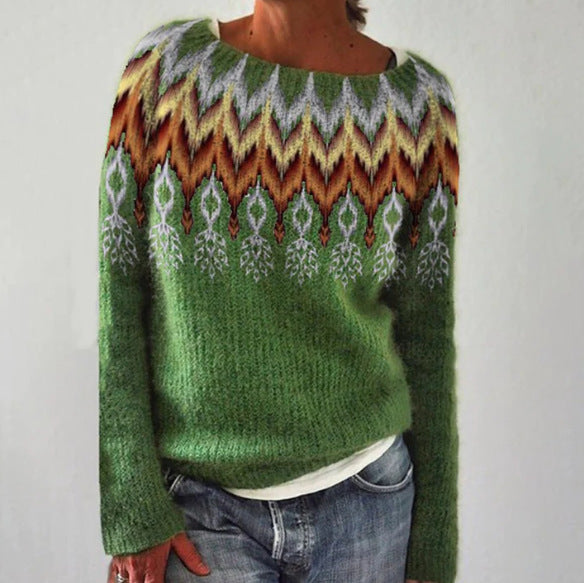 Maglione Casual con Stampa a Piuma