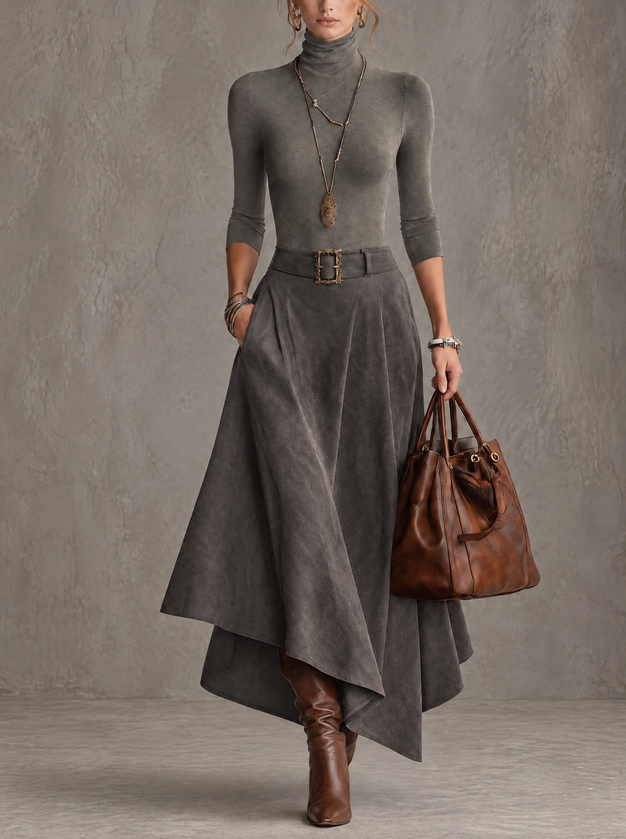 Fabiola | Completo con gonna asimmetrica e cintura