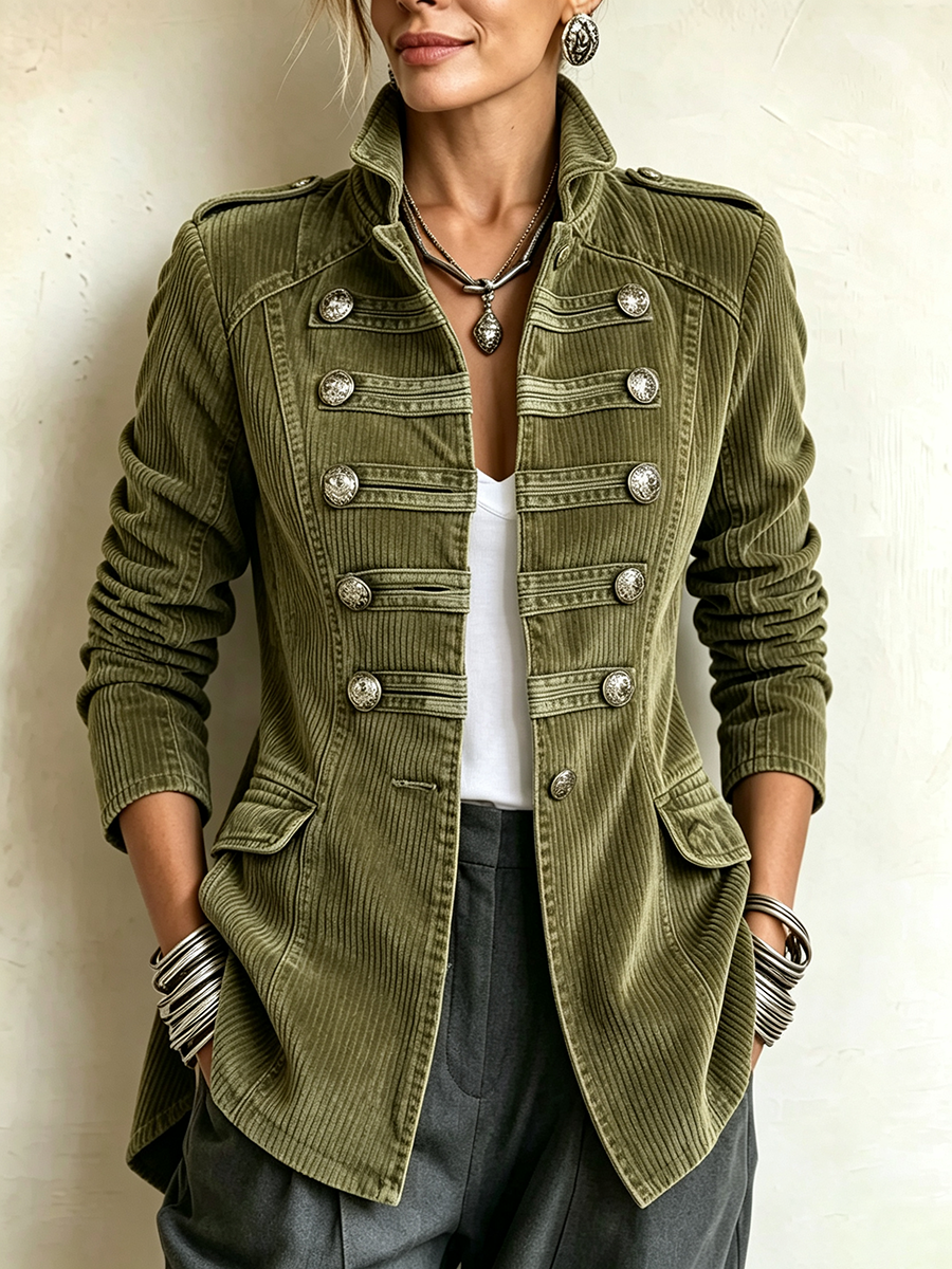 Ariana | Giacca militare in velluto che slancia la figura