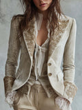 Blazer Sartoriale Ricamato Avorio da Donna