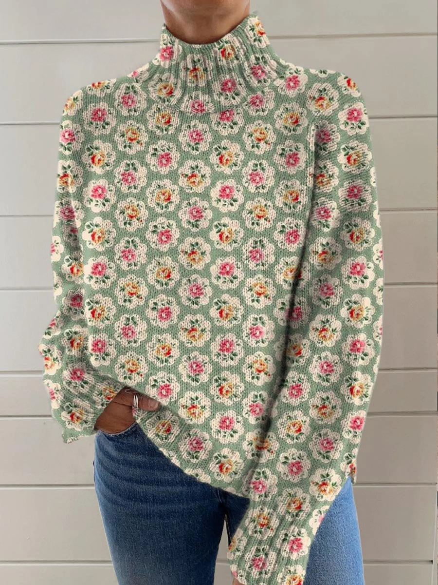 Marlowe | Maglione Collo Alto con Fiori in Boccio