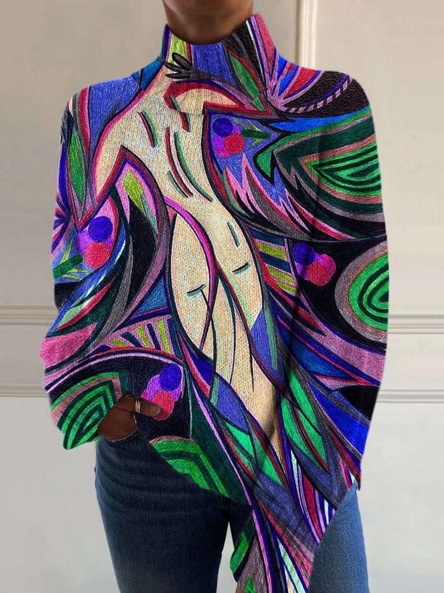 Coralynn | Top Collo Alto con Stampa Artistica