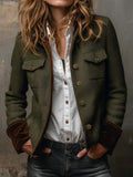 Blazer Vintage da Donna Spigato con Bordo a Contrasto