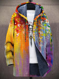 Delia | Cardigan Lungo con Cappuccio a Stampa Artistica