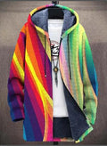 Malcolm | Cardigan con Cappuccio a Stampa Arcobaleno