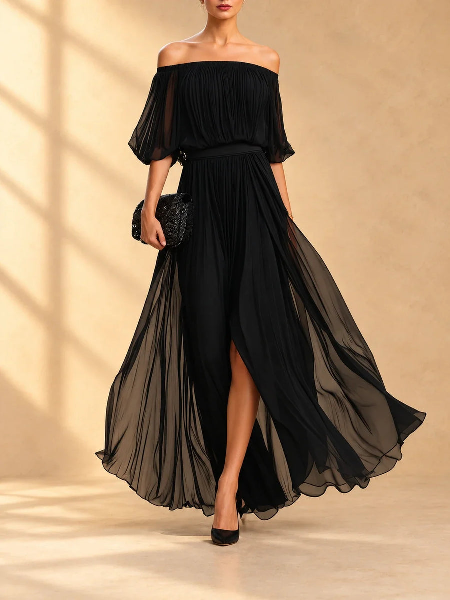 Ninfa | Abito lungo in chiffon per le cerimonie