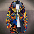 Griffin | Cardigan con Cappuccio e Stampa Gatti