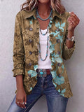 Giacca boho con fiori vintage sfumati e volant