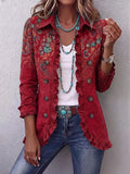 Giacca paisley boho rossa con volant