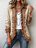 Giacca floreale vintage in stile boho con volant