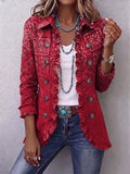 Giacca boho con stampa paisley sfumata e volant
