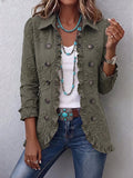 Giacca utility boho chic con ricamo floreale e volant