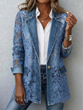 Giacca blazer con inserti in pizzo floreale