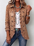 Giacca boho vintage con stampa floreale e volant